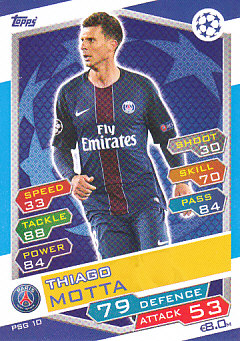 Thiago Motta Paris Saint-Germain 2016/17 Topps Match Attax CL #PSG10